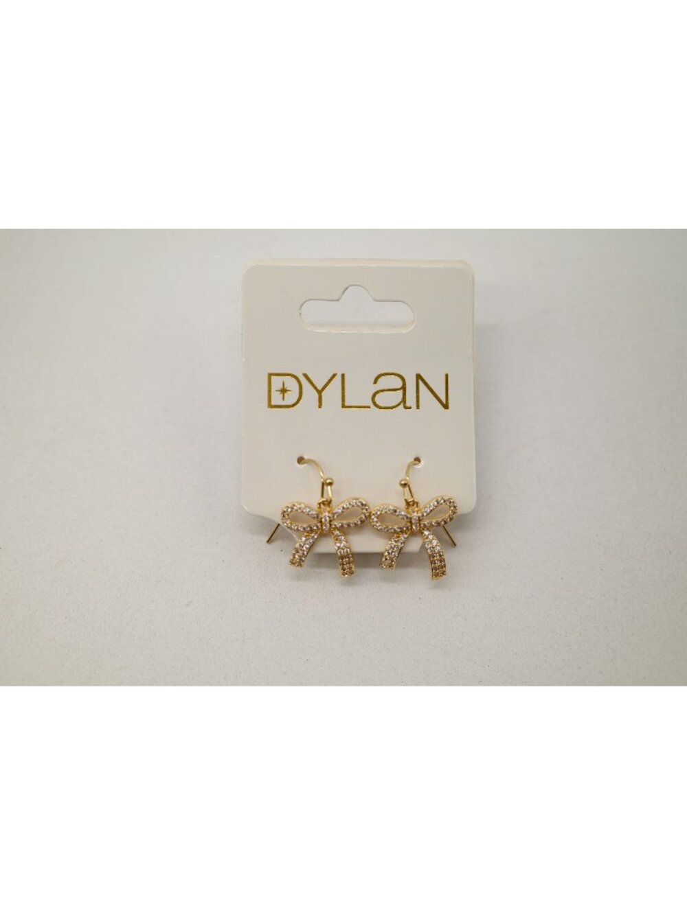 NWT Dylan Jewelry Gold Tone Bow Earrings Rhinestone Crystal Dangle Drop Coquette